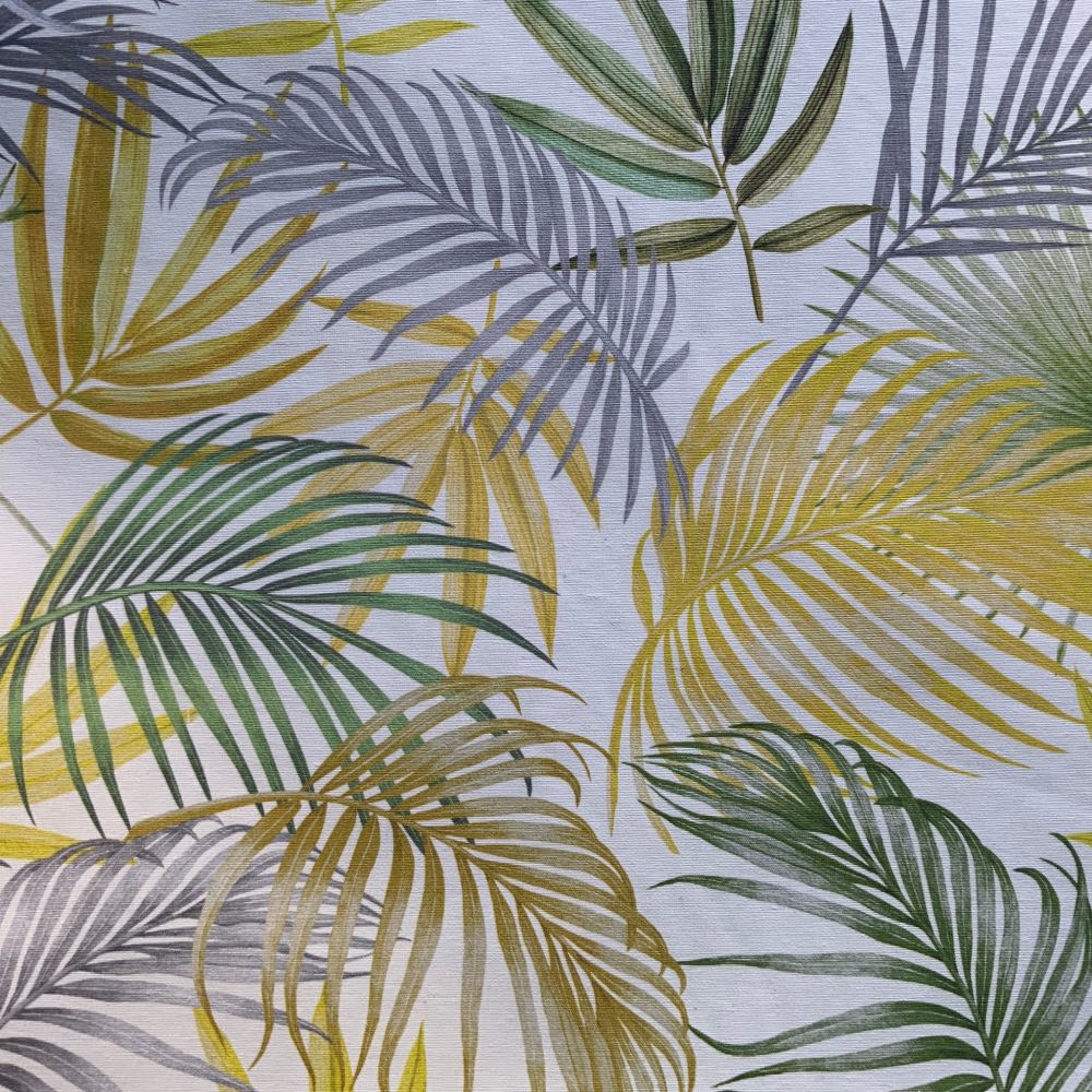 Palm Leaves Extra Wide Oilcloth in Yellow